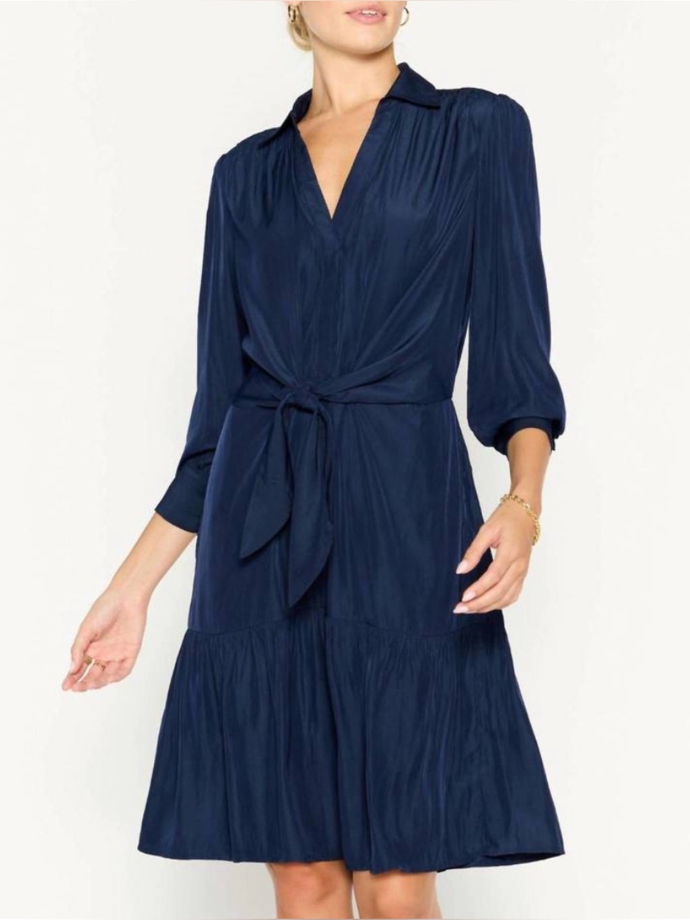 BROCHU WALKER | Madsen Tiered Dress in Navy, Size Large